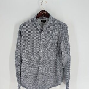 Cactus Man Geometric Dot Long Sleeve Slim Fit Button Down Shirt Blue Size L